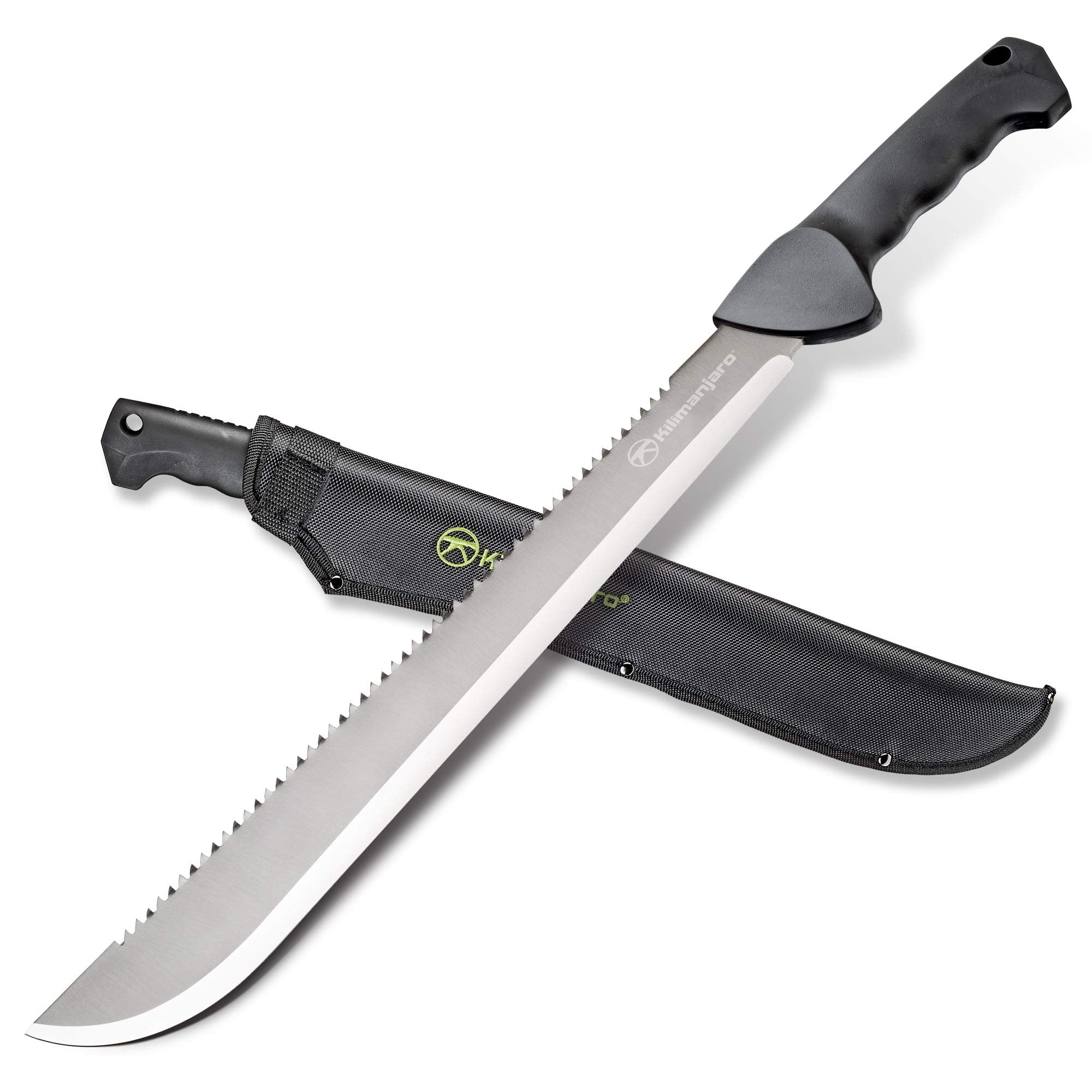 21 Inch Kilimanjaro Stainless Steel Machete with Serrated Back and Black Finish, Outdoor Survival, Cutting, Hiking, Camping, Outdoor Adventures - 910040