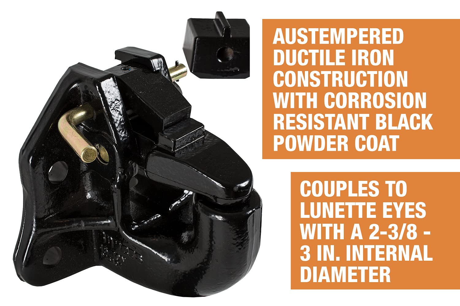 P45AC4 Buyers Products 45 Ton Air Compensated Pintle Hook, 4-Hole Mount, Black