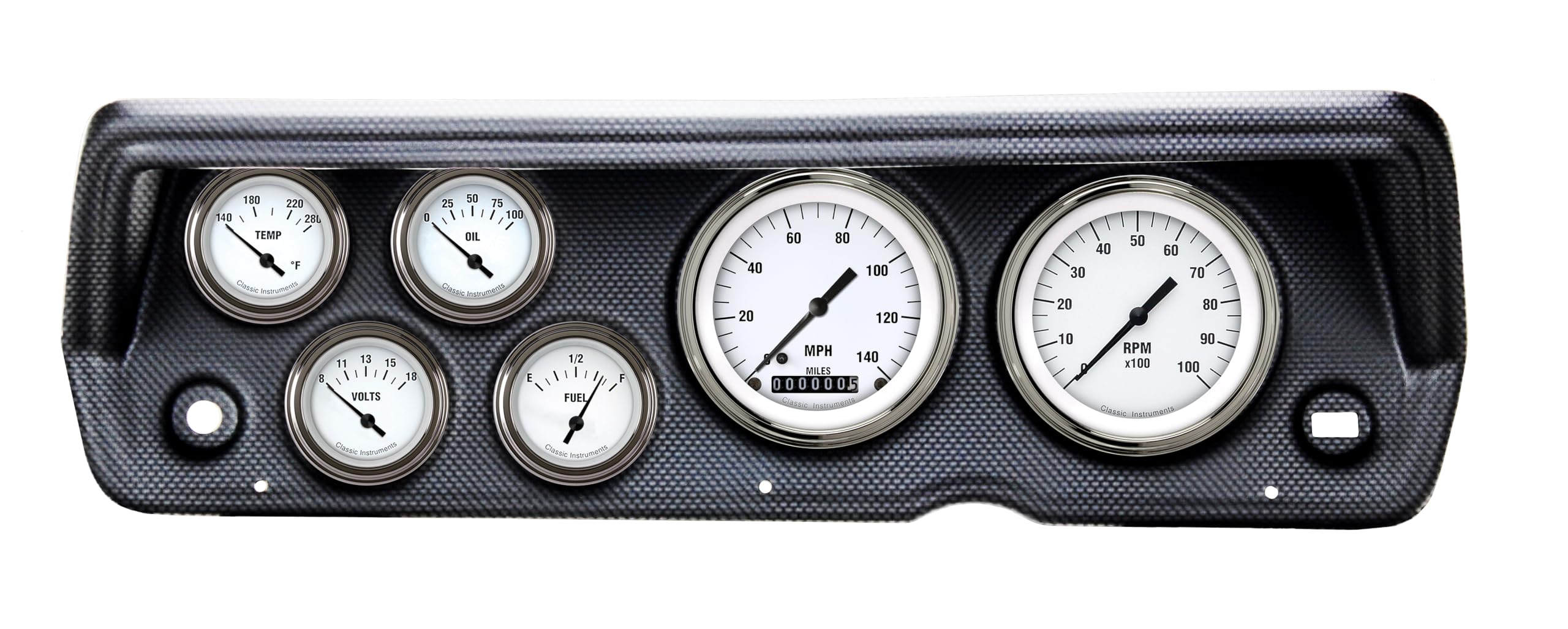 Classic Instruments White Hot CDDU70WH01CF Direct Fit 6 Gauge Set Compatible with 1970-1976 Duster
