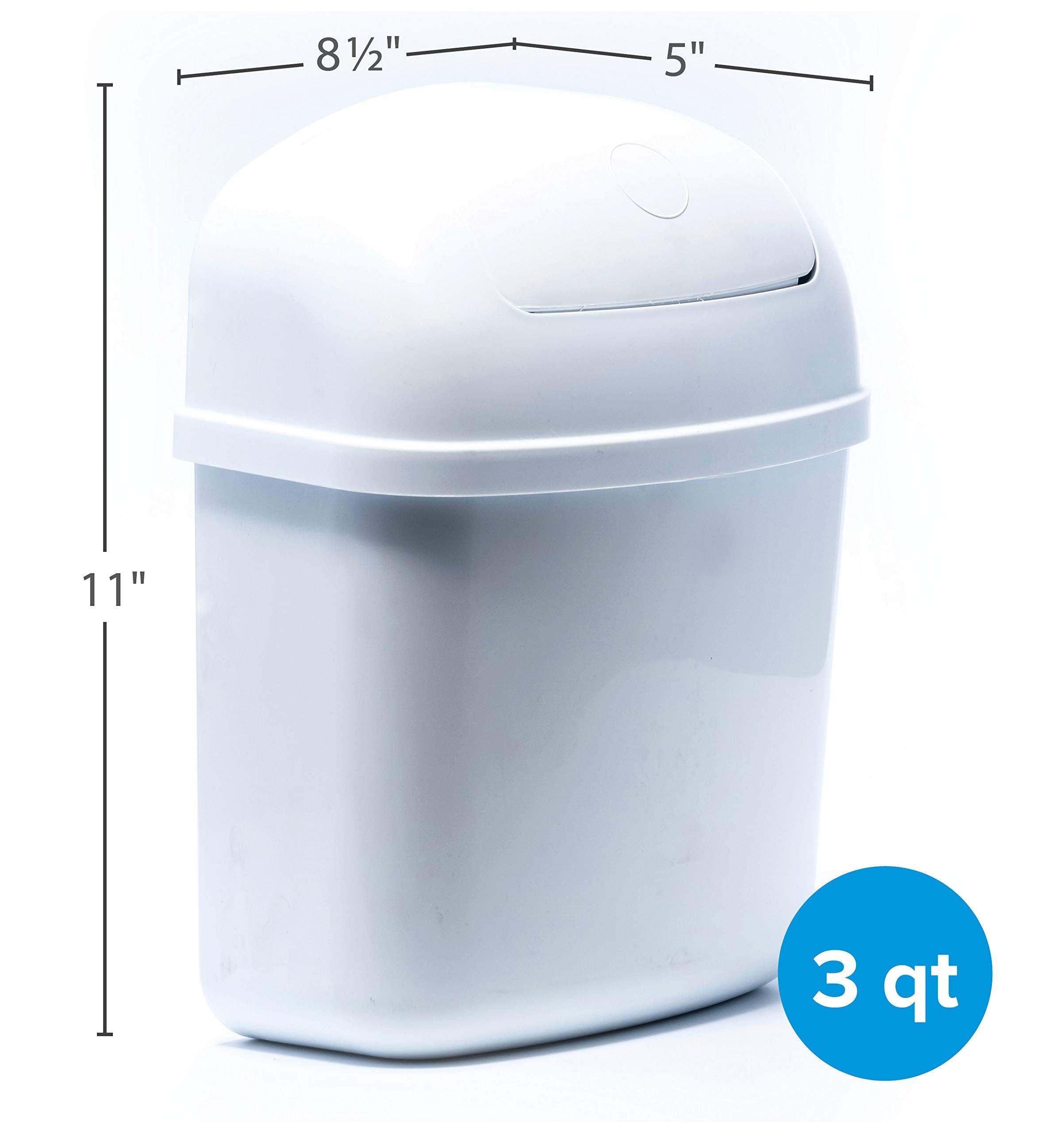 Camco Trash Can RV Cabinet Mount | Ideal for Tight Spaces in RVs, Boats, Dorms, Kitchens, Bathrooms, Laundry Rooms, and More | Spring-Top Lid | 3-Quart, White (43961)