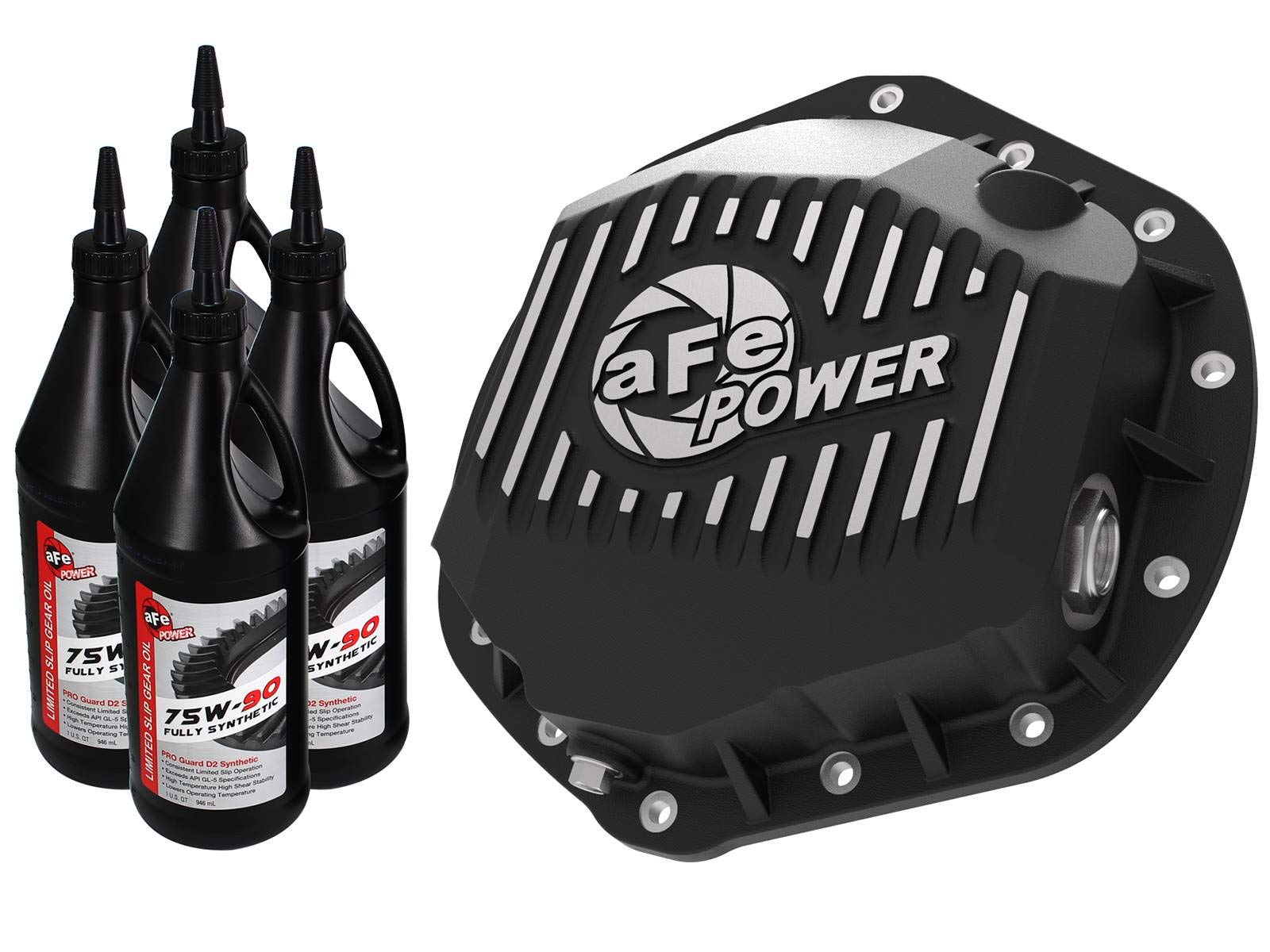 Pro Series aFe Power 46-70392-WL Rear Differential Cover Black w/Machined Fins & Gear Oil