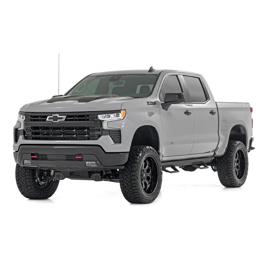 Rough Country Aluminum SRL2 Side Steps for Chevy Silverado & GMC Sierra 1500/2500HD CrewCab (2019-2026 & Refresh) - Modular Running Boards with Adjustable Step Placement