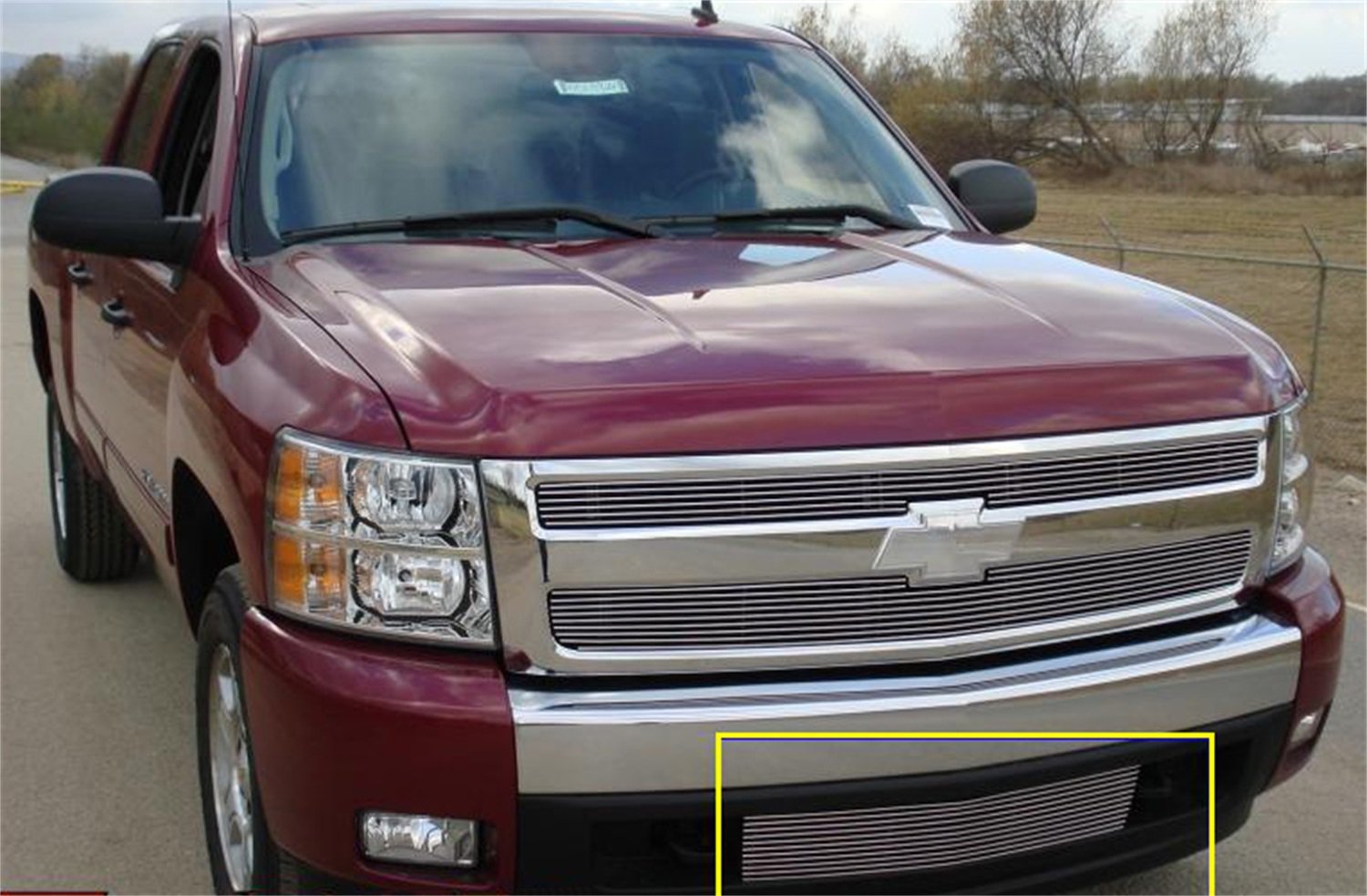 Horizontal T-Rex 25110 Aluminum Polished Finish Billet Bumper Grille Bolt-on for Chevrolet Silverado