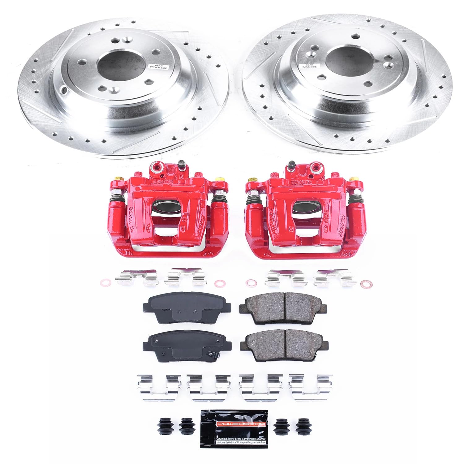Power Stop KC5848 Z23 Evolution Sport Brake Upgrade Kit Rear with Powder Coated Calipers For Genesis G80 2017-2020, Hyundai Genesis 2010-2016, Kia K900 2016-2017 [Model Specific]