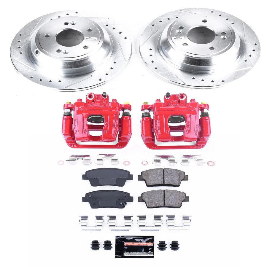 Power Stop KC5848 Z23 Evolution Sport Brake Upgrade Kit Rear with Powder Coated Calipers For Genesis G80 2017-2020, Hyundai Genesis 2010-2016, Kia K900 2016-2017 [Model Specific]