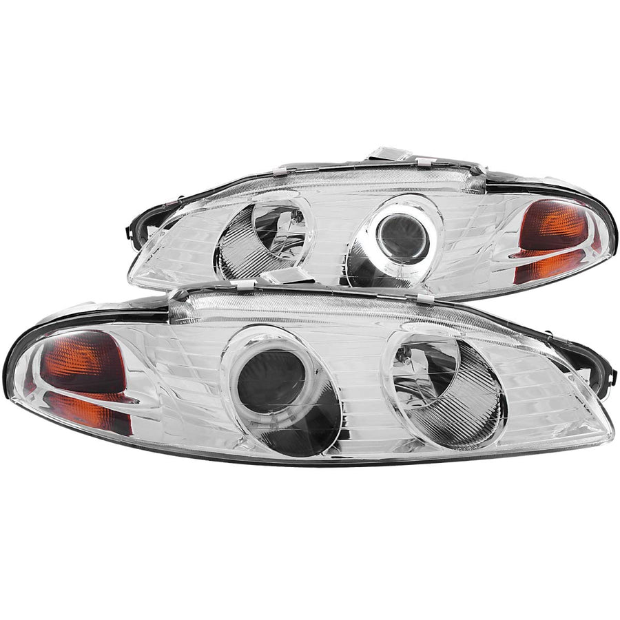 Mitsubishi Eclipse Anzo USA 121149 Projector With Halo/Chrome Clear With Amber Reflectors Headlight Assembly - (Sold in Pairs)