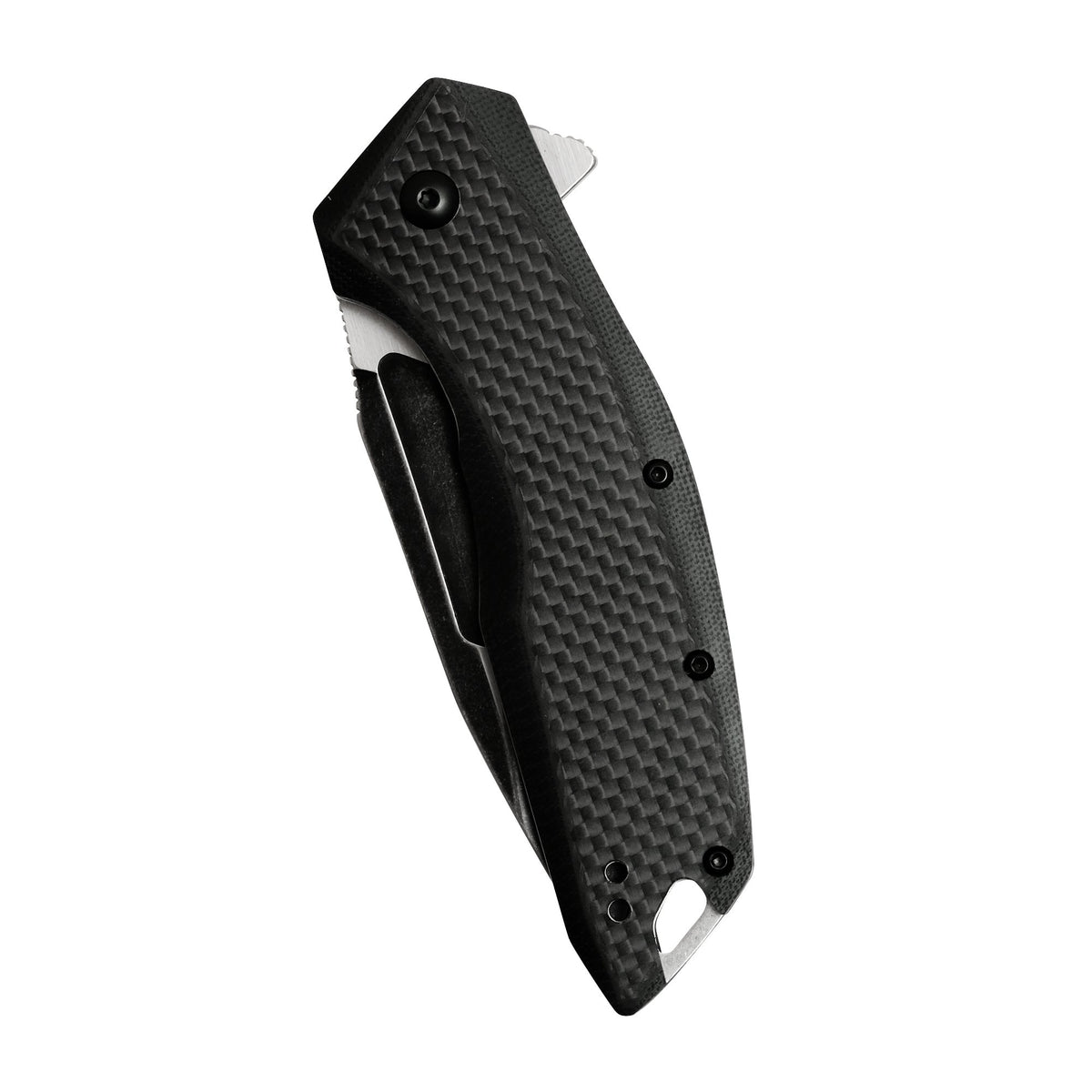 Kershaw Pocket Knife Flourish (3935); 3.5-Inch Blackwash Clip Point Blade with Black Carbon Fiber Handle; Features SpeedSafe Assisted Opening, Flipper, Lanyard Hole and Reversible Pocket Clip; 5.3 OZ.