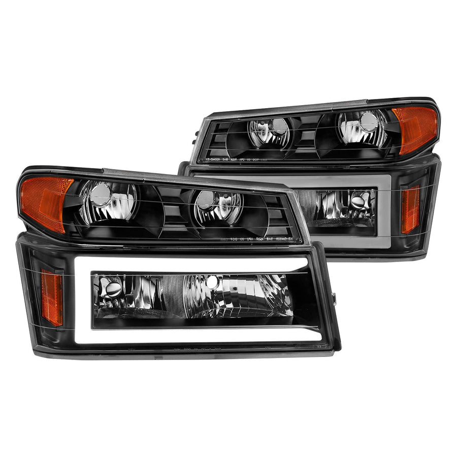 04-12 GM Colorado/Canyon/I-Series Anzo USA - Crystal Headlights - w/Light Bar Black Housing 4pcs (111558)