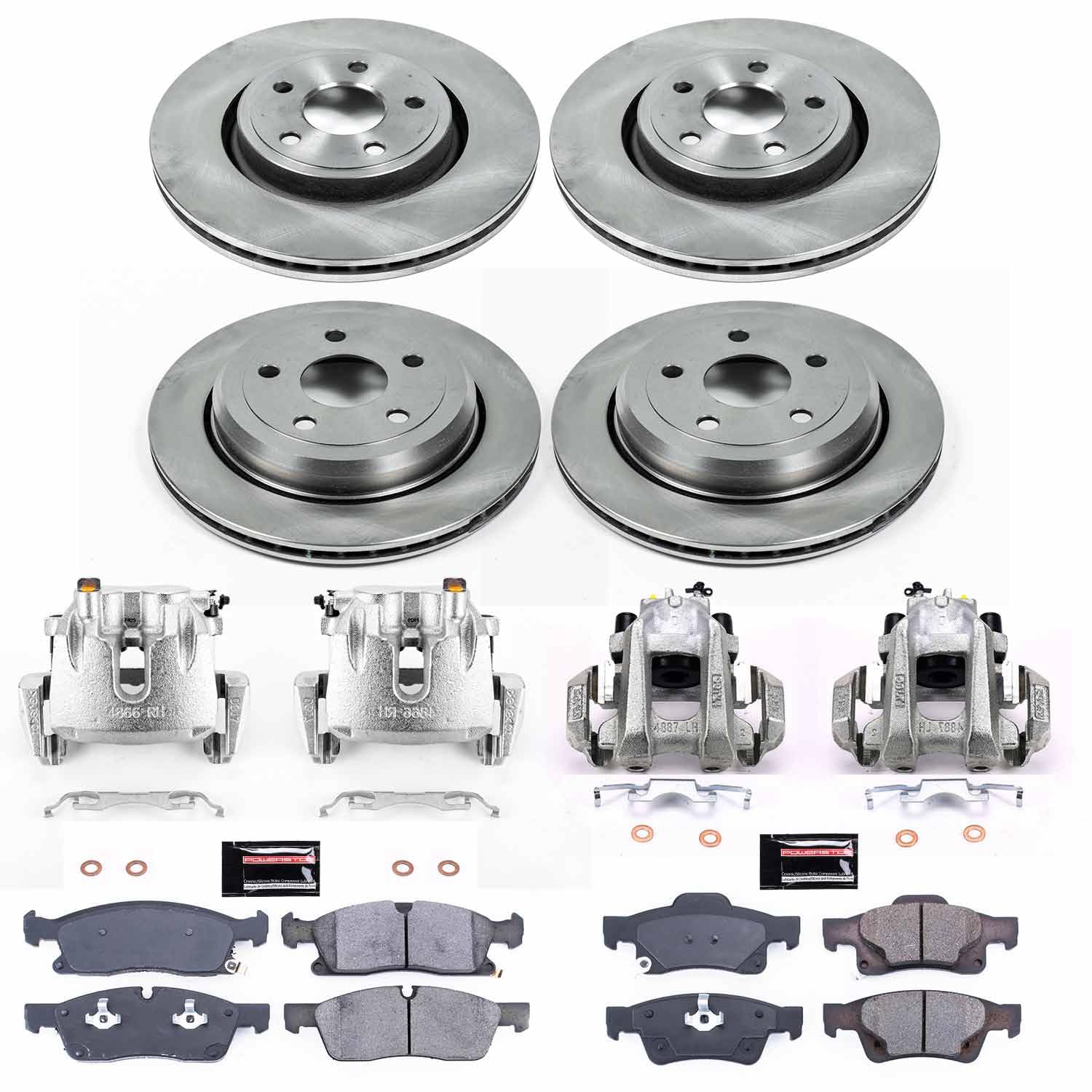 Power Stop KCOE7136 Brake Kit Stock Replacement with OE Calipers- Front & Rear For Jeep Grand Cherokee 2016-2019 [Model Specific]