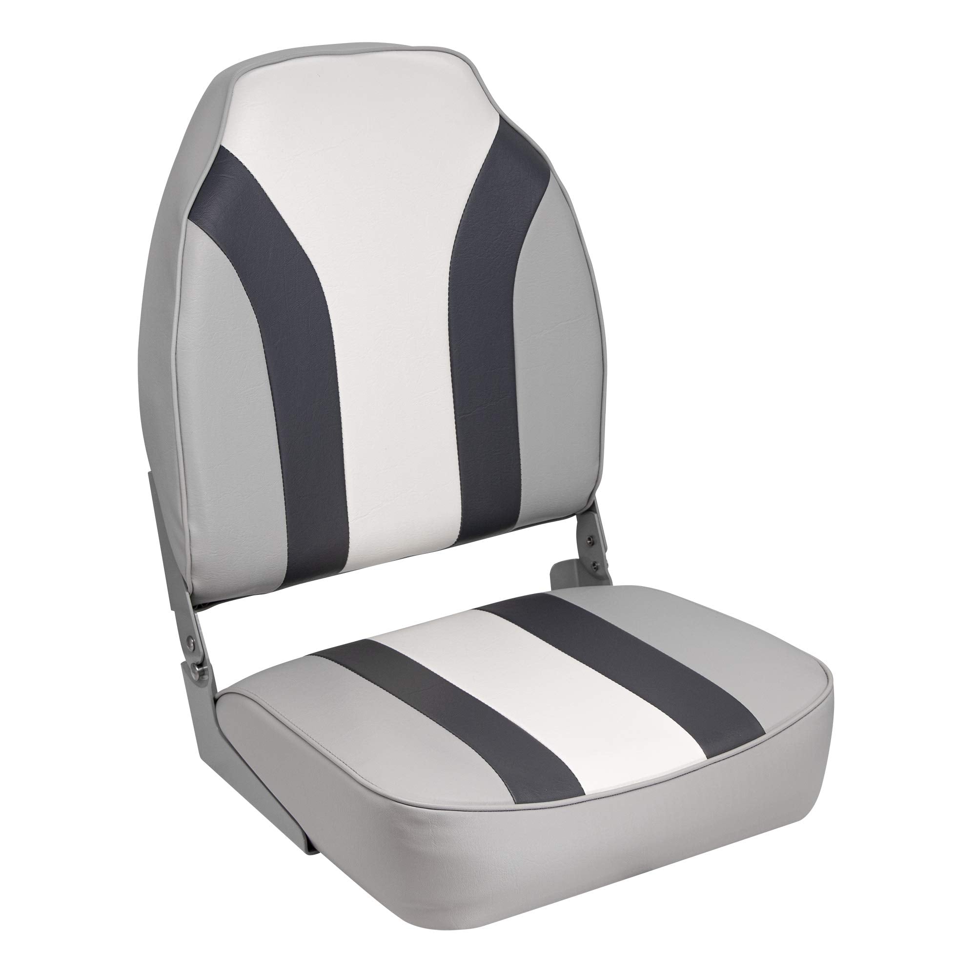 Classic Stripe Wise High Back Boat Seat, Grey-Charcoal-Navy 8WD1062LS-975