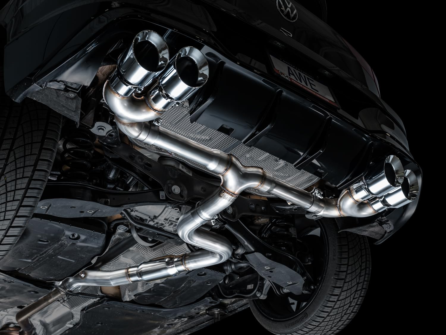 Volkswagen Golf R AWE MK8 3in Track Edition Quad Exhaust - Chrome Silver Tips by AWE Tuning