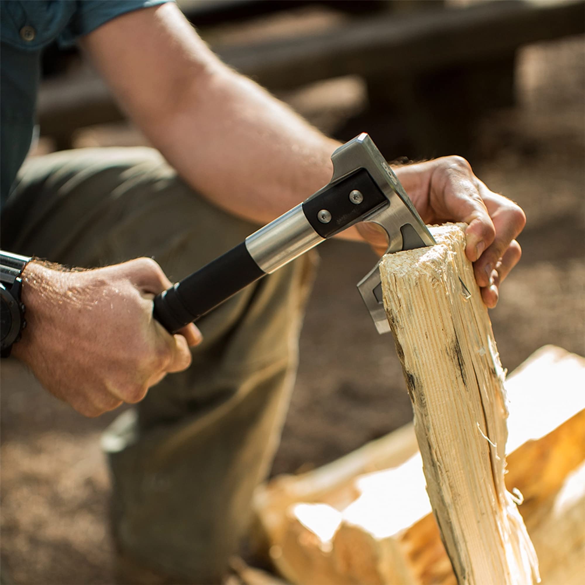 SOG Camp Axe- Camping and Compact Survival Hatchet/Hammer Tool with Sheath and 3.1 Inch Bushcraft Axe Edge (CH1001-CP)