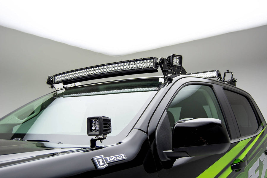 ZROADZ LED Mounting Bracket Ditch Hood Hinge - Compatible w/ 2015-2020 Chevy Colorado - to Mount (2) 3 Inch LED Pod Lights - Mild Steel Gloss Black Finish - Bolt-On Easy Installation - PN #Z362671