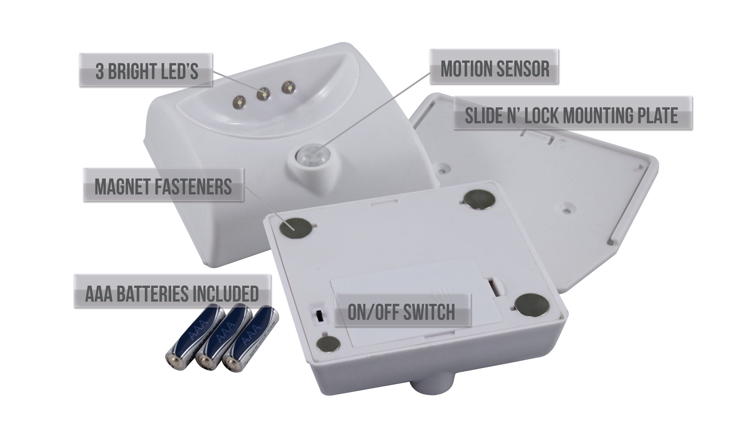3 LED Light Tri-Lynx 00025 with Motion Sensor, White