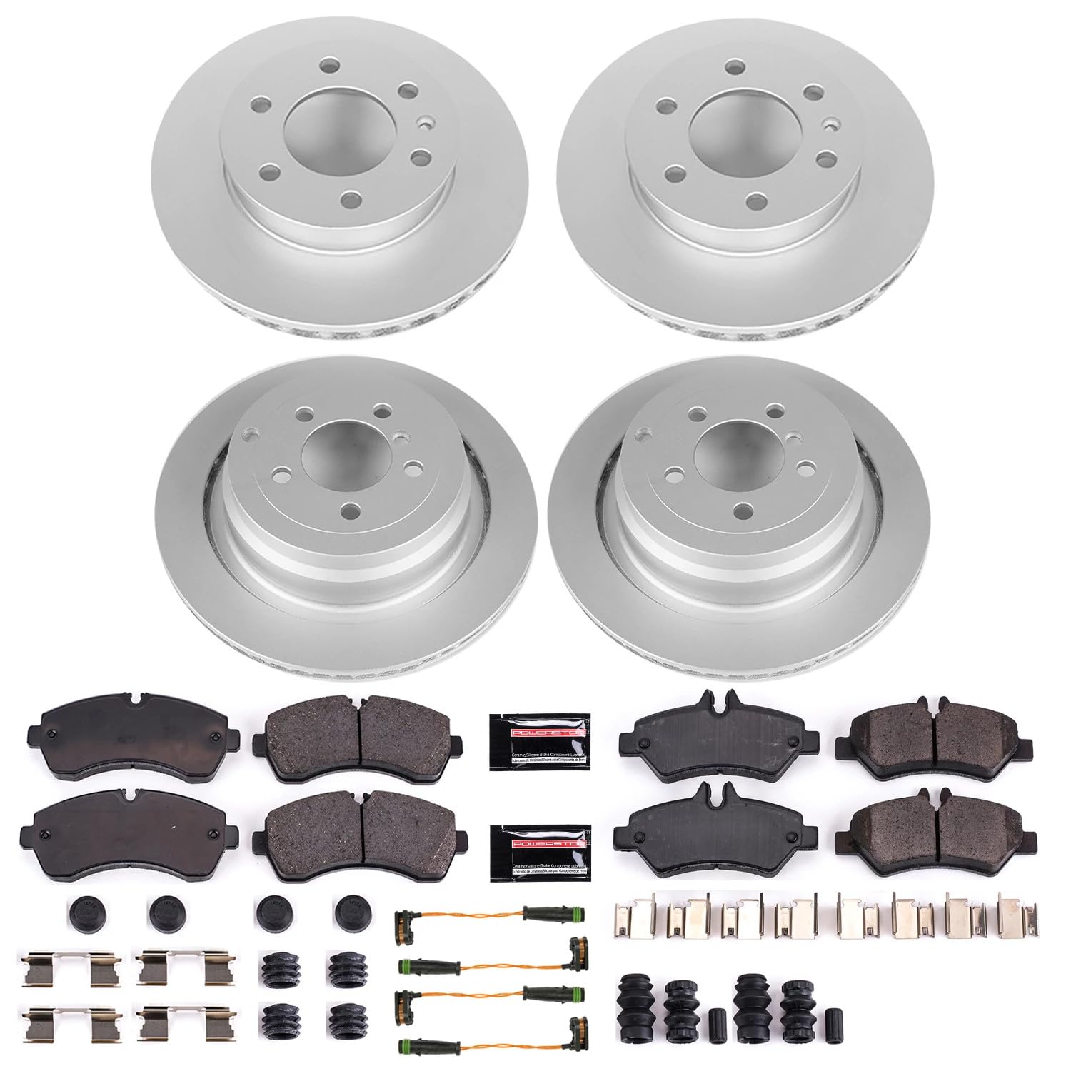 Power Stop Front and Rear CRK8342 Coated Brake Rotors and Z23 Carbon Fiber Brake Pads Kit