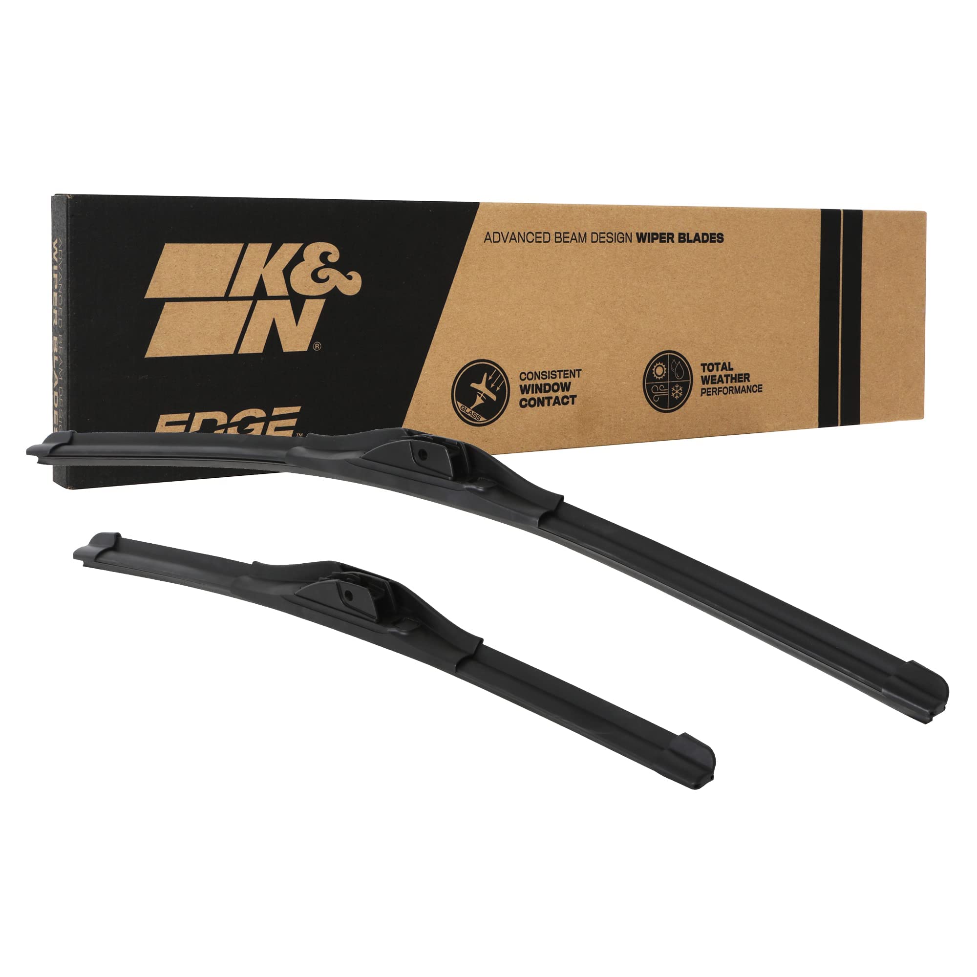 Wiper Blades K&N EDGE: All Weather Performance, Superior Windshield Contact, Streak-Free Wipe Technology: 26" + 18" (Pack of 2)
