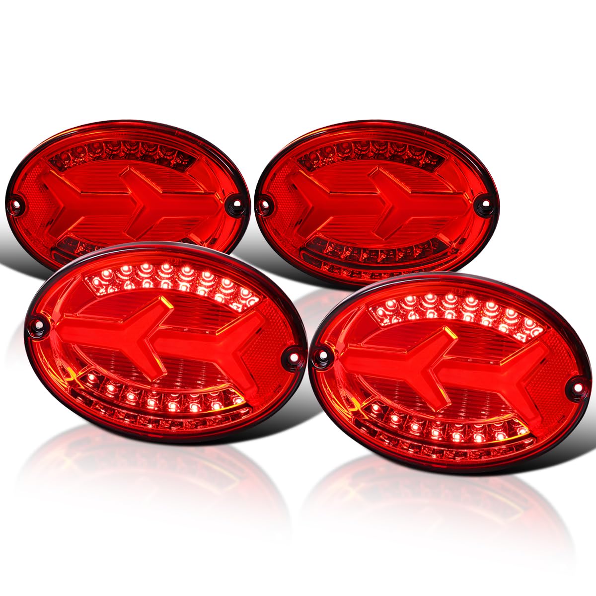 Red Tail Lights SPEC-D TUNING w/LED Tube Bar Compatible with 1997-2004 Chevy Corvette C5