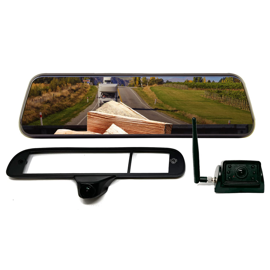Wireless Transparent Trailer System Brandmotion w/ Dual Rear Cameras and Display Mirror TRNS-2180 Compatible with Ford Super Duty (2011-2016) - Edge to Edge Image Mirror Easy Install