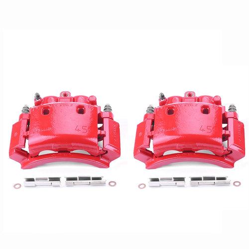 Power Stop S4796 Rear Pair of High-Temp Red Powder Coated Calipers For Dodge Ram 2500 2001-2002 [Model Specific]