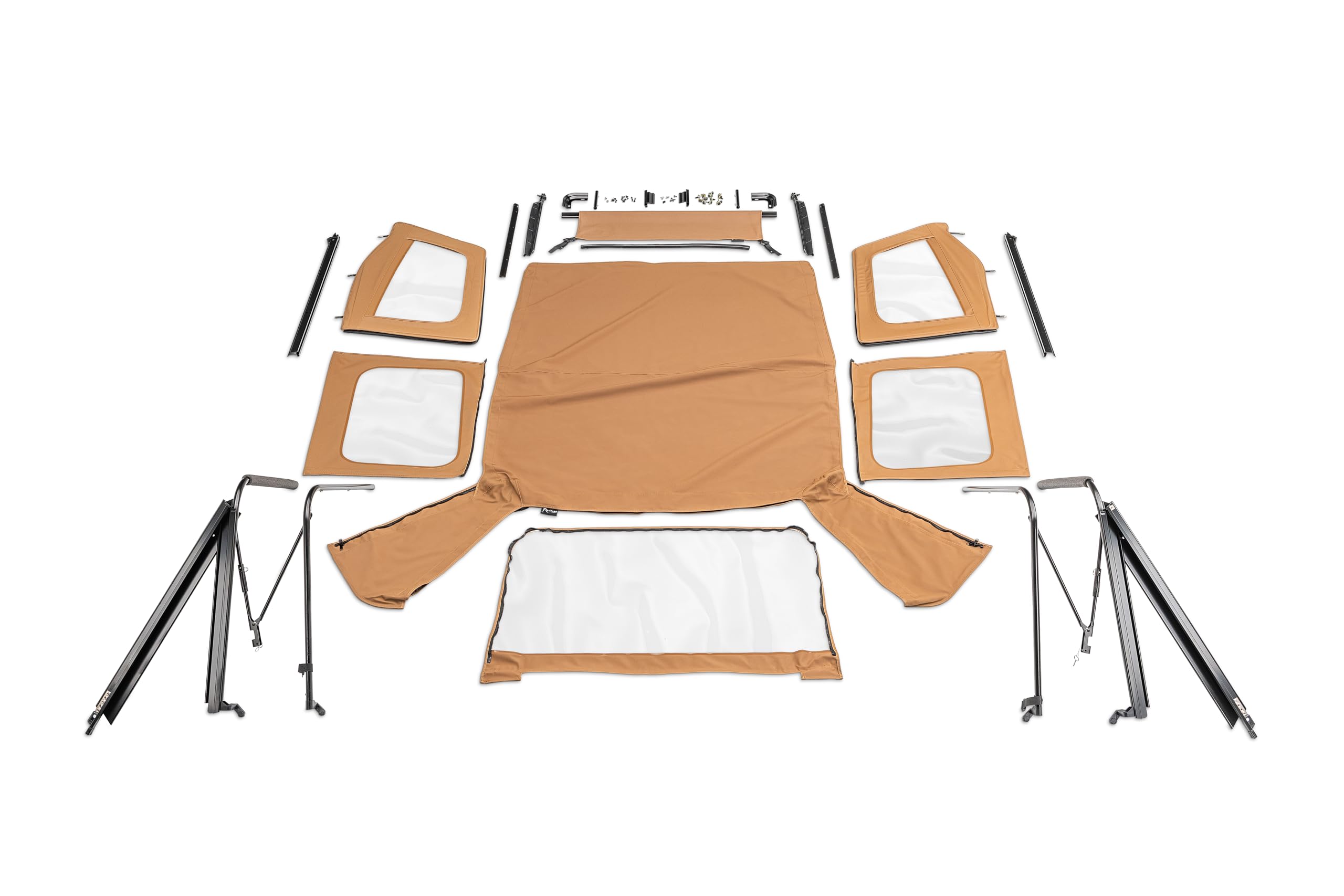 Complete Soft Top for Jeep Wrangler YJ RAMPAGE PRODUCTS | Clear Windows, Includes Frame and Hardware, Vinyl, Spice Denim | 68117 | Fits 1975-1986 Jeep CJ7 / 1988-1995 Wrangler YJ with Soft Upper Doors