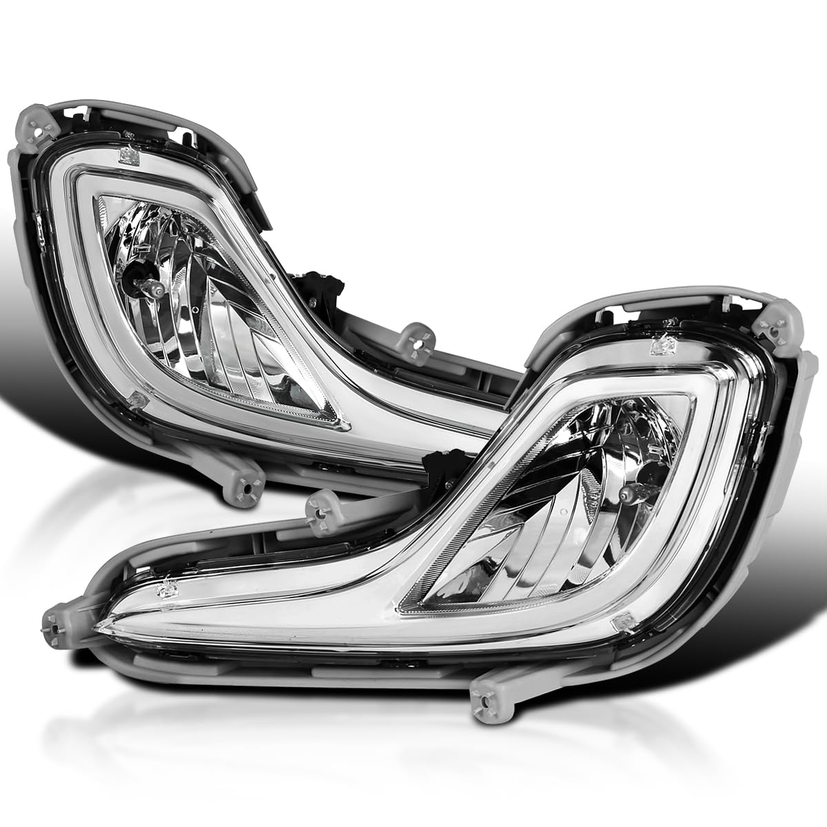 Fog Lights Spec-D Tuning Clear + Bulbs + Switch Compatible with 2012-2017 Hyundai Accent L+R Pair Assembly
