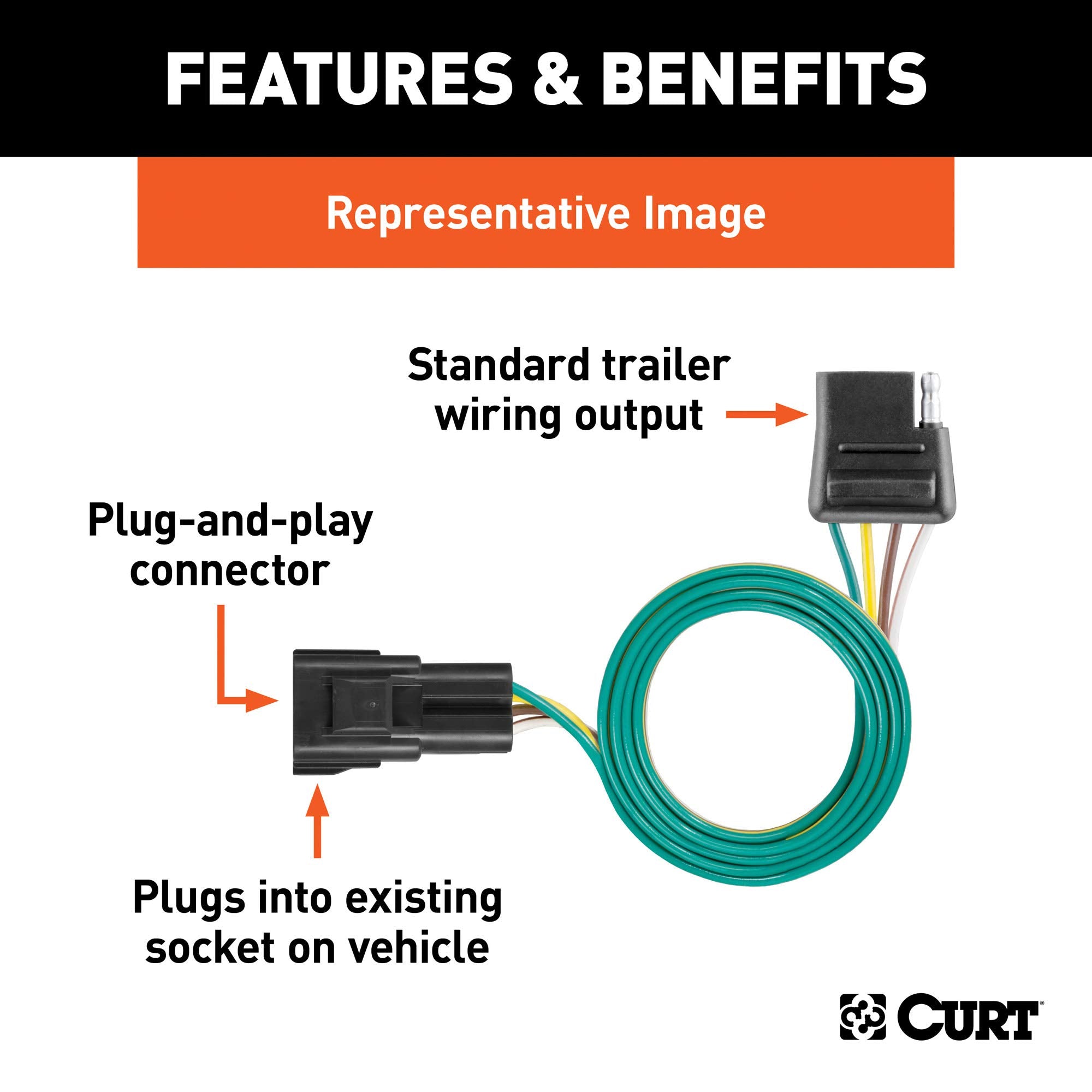 CURT 4-Pin Vehicle-Side Custom Trailer Wiring Harness, Fits Select Land Rover Evoque