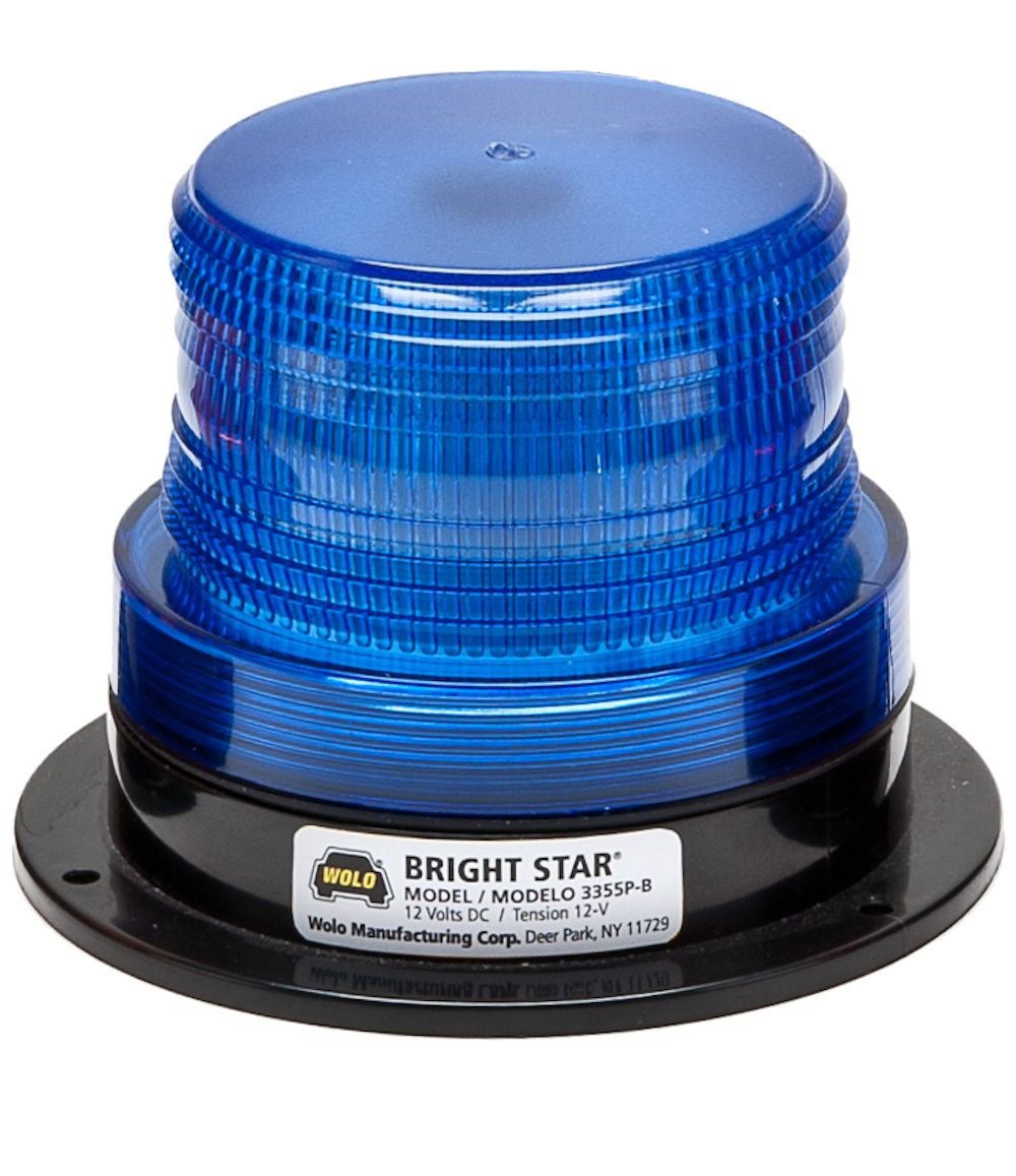 Bright Star Wolo (3355P-B) Emergency Warning Strobe Light - Blue Lens, Permanent Mount