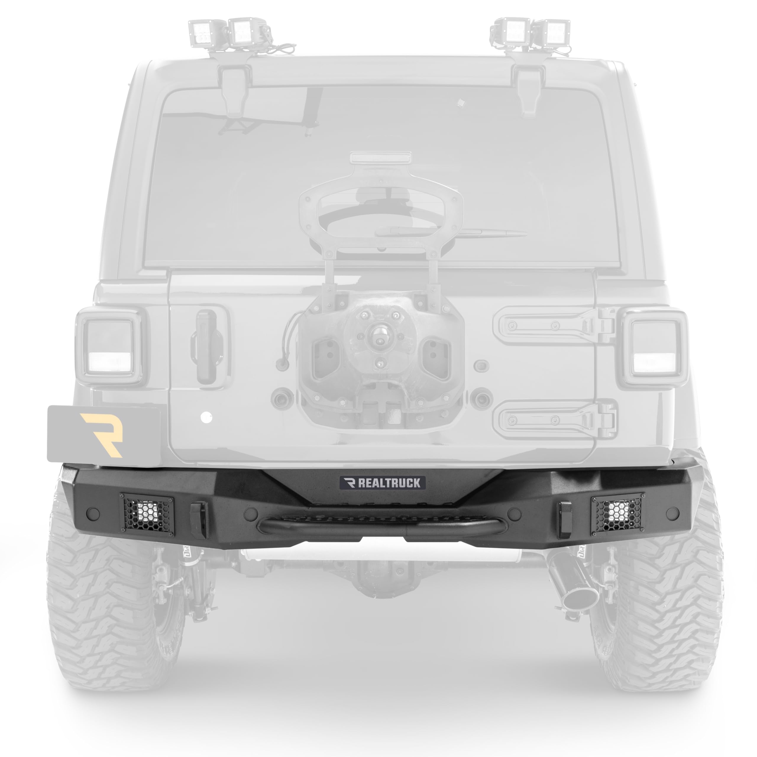 Rockline Go Rhino Full Width Rear Bumper | Galvanized Steel, Textured Black | 371200T | Fits 2018 - 2024 Jeep Wrangler JL & Wrangler JLU, 2-Door or 4-Door