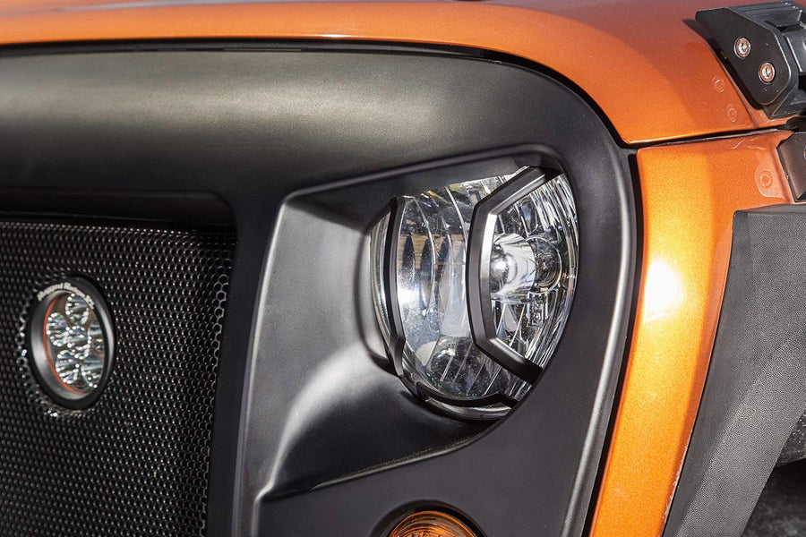 Elite Euro Guard Kit | Rugged Ridge, Headlight, Textured Black | 11230.12 | Fits 2007-2018 Jeep Wrangler JK/JKU