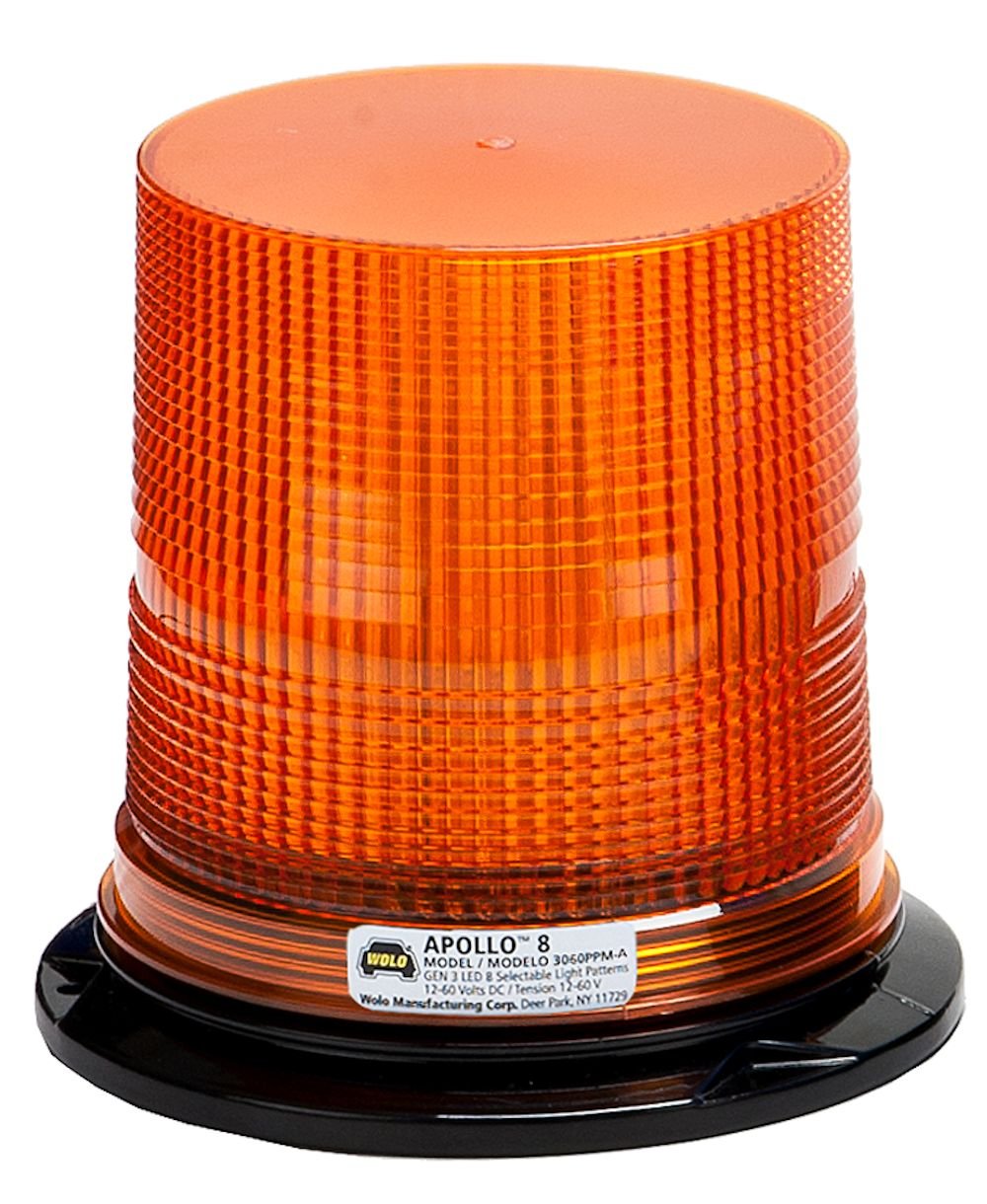 Apollo 8 (3080PPM-A) Wolo GEN 3 LED Emergency Warning Light - Amber Lens, Permanent or Pipe Mount