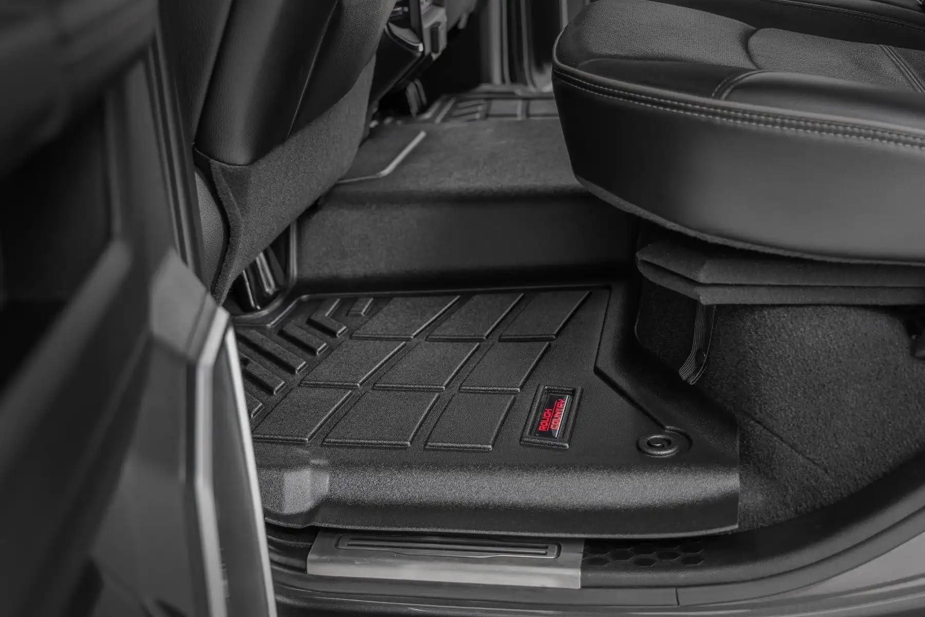Rough Country Floor Mats Sure-Fit for Ram 2500/3500 (2019-2024) Crew Cab with Bucket Seats - Non-Slip, Waterproof Flexible Mat, Front & Rear Set