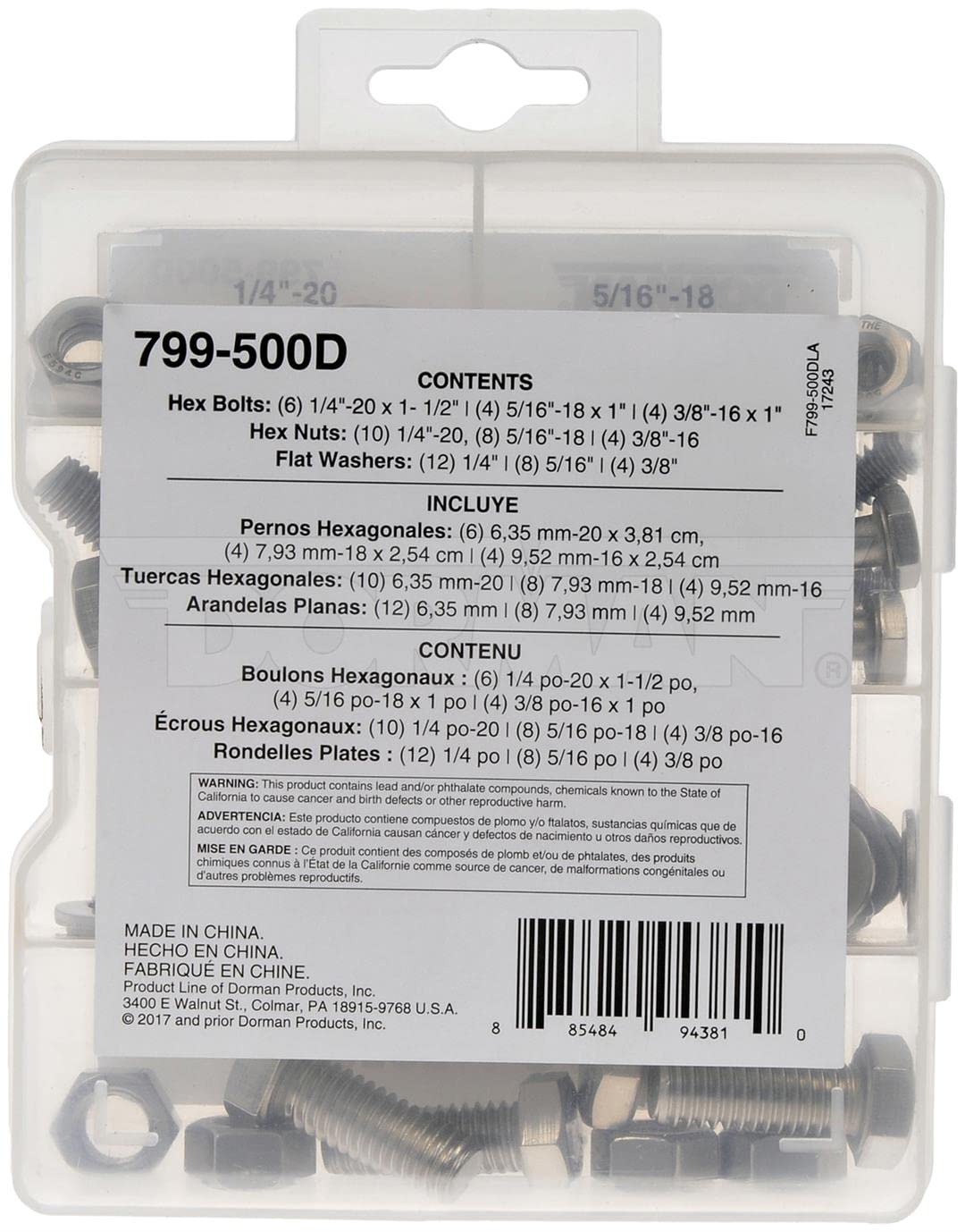 Pro Pack Dorman 799-500D: Stainless Steel Hardware - 60 Pieces