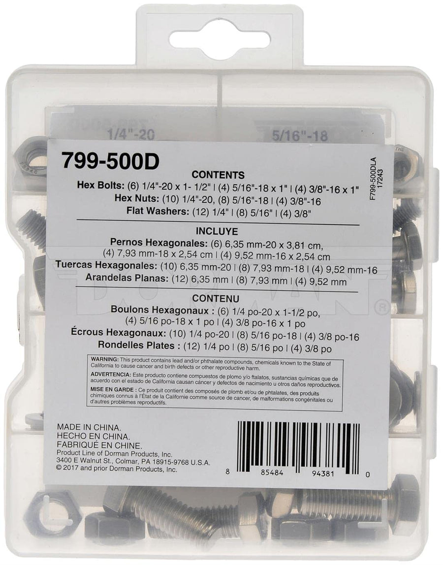 Pro Pack Dorman 799-500D: Stainless Steel Hardware - 60 Pieces