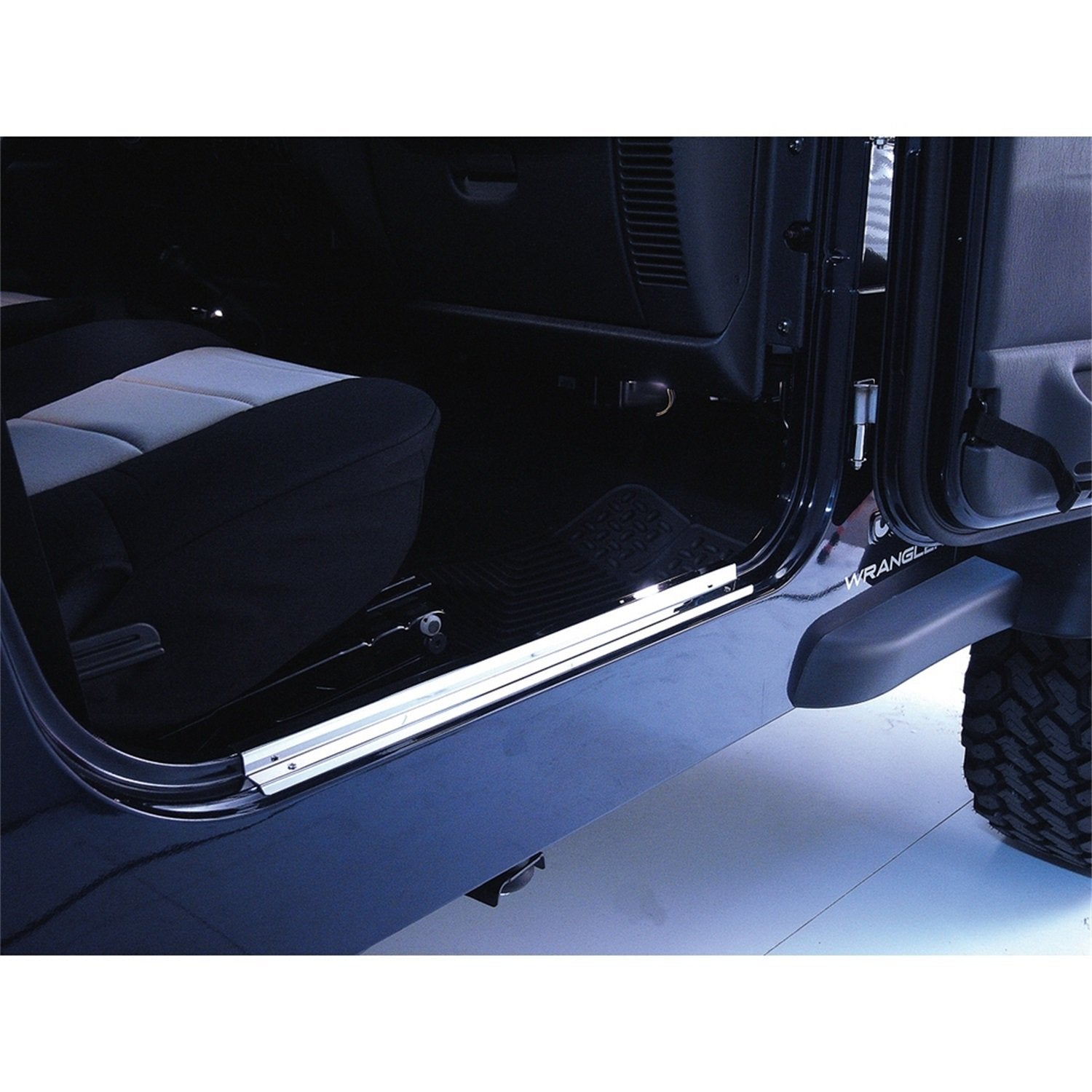 Rugged Ridge TJ/LJ Door Entry Guards for Jeep Wrangler | 2-Piece Set, No Drill | Textured Stainless | 11119.03 | Fits 1997-2006 Jeep Wrangler TJ, 2004-2006 Jeep Wrangler LJ