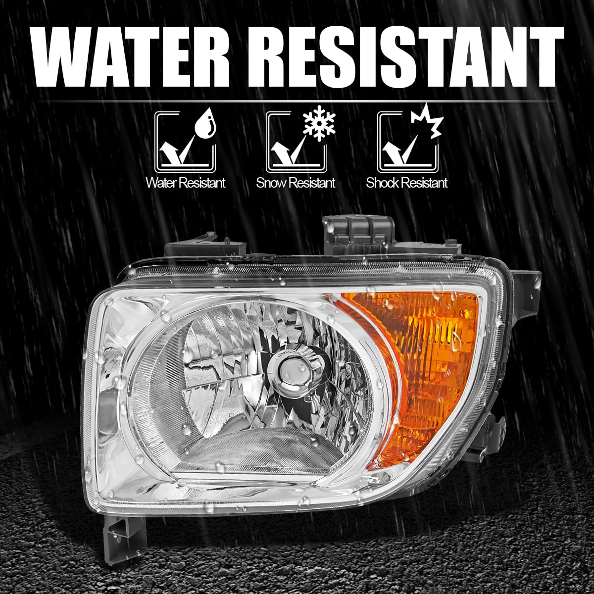 Replacement SPEC-D TUNING Chrome Headlights Compatible with 2003-2008 Honda Element Left + Right Headlamps Assembly