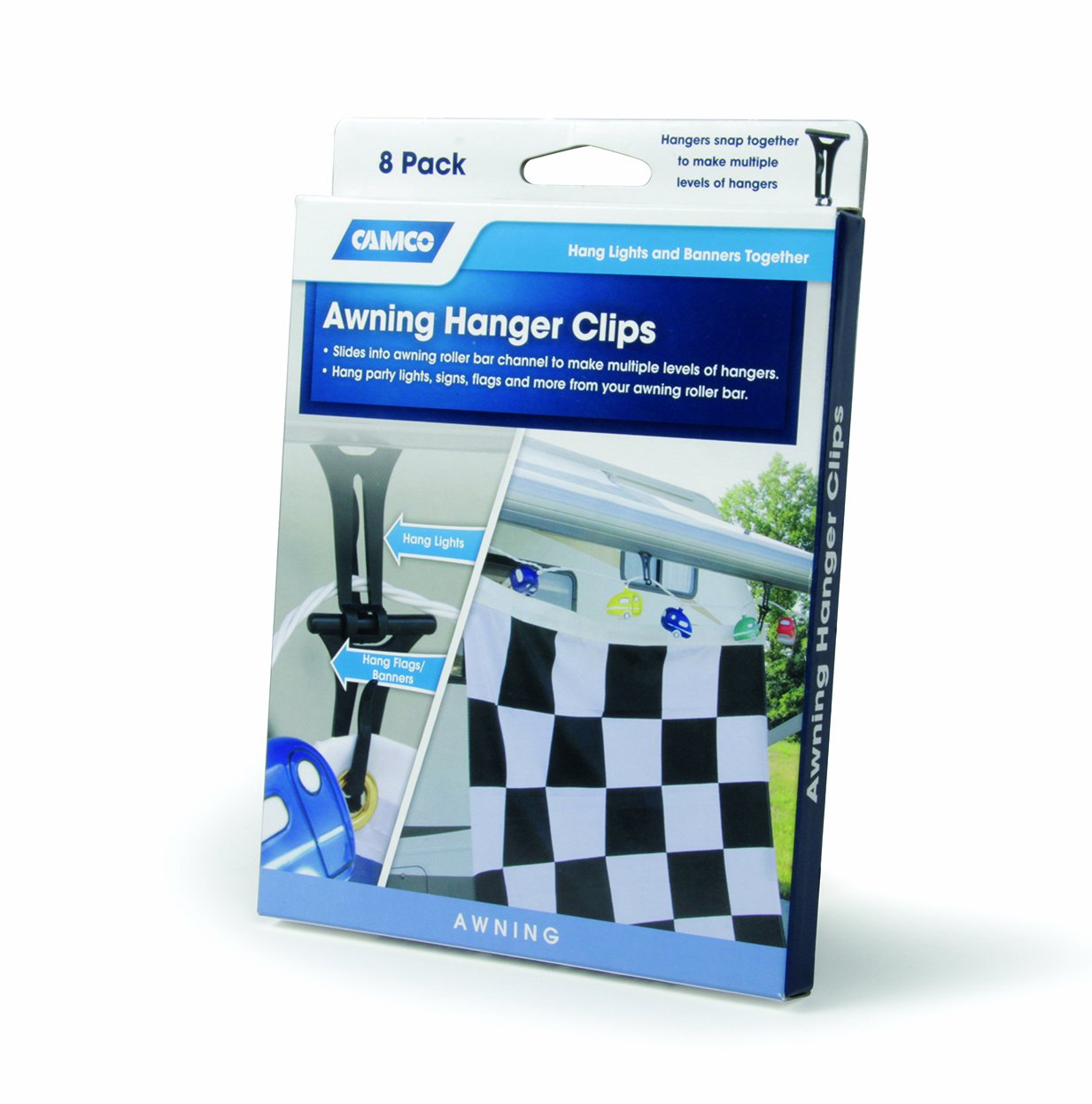 Awning Hanger Clip Camco 42720 - Pack of 8, 5/8 Inch, Black