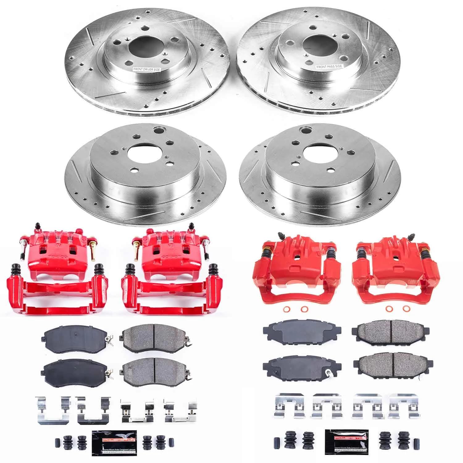 Power Stop Z23 Front and Rear Brake Caliper Kit-Brake Rotors, Carbon Ceramic Brake Pads, Calipers For Subaru Impreza 2012-2016 [Model Specific]
