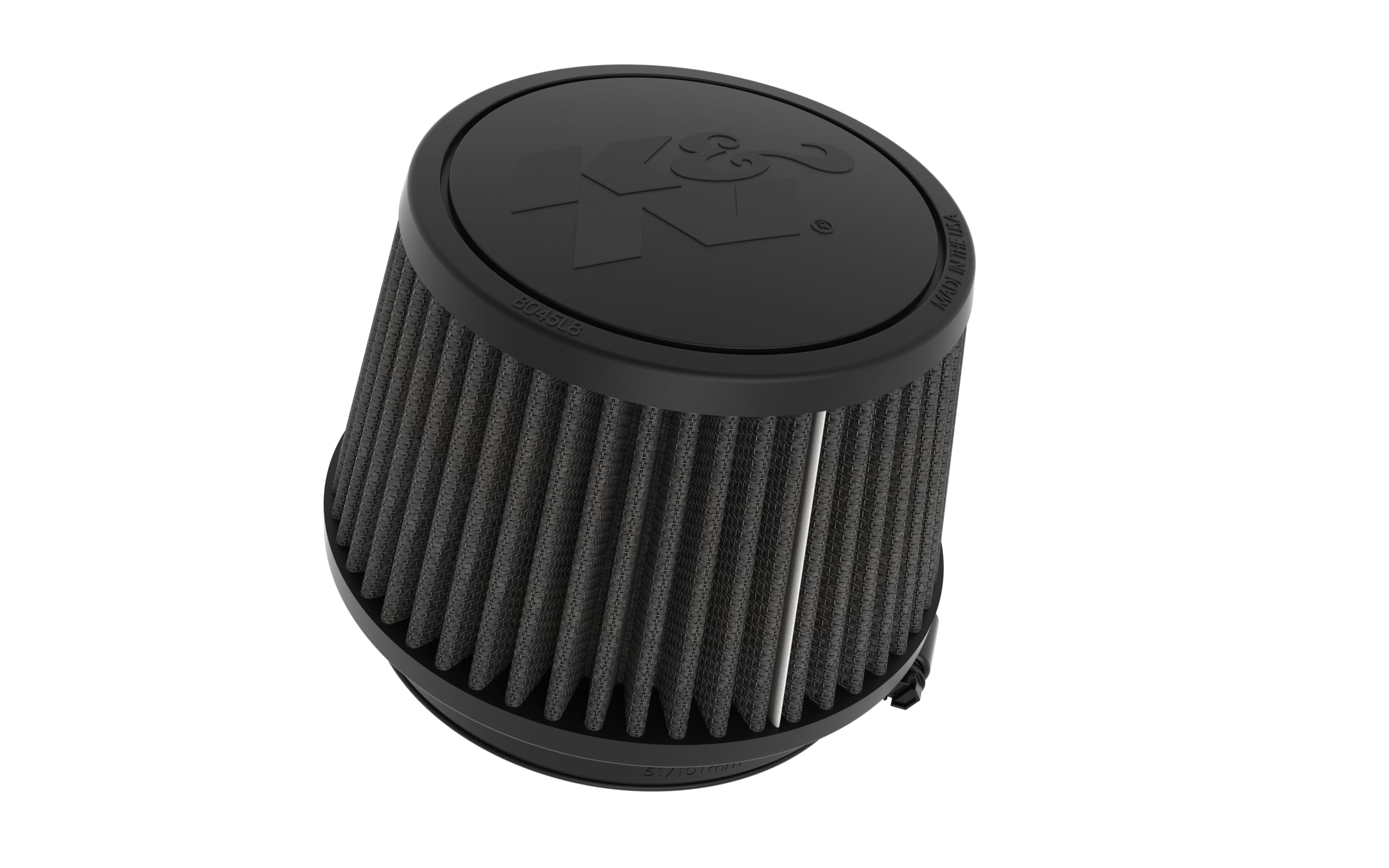 K&N Lifetime Universal Clamp-On Air Filter: Dryflow, Washable, Oil-Free: Flange Diameter: 4 In, Filter Height: 0.75 In, Flange Length: 0.75 In, Shape: Round Tapered, RU-3119HBK