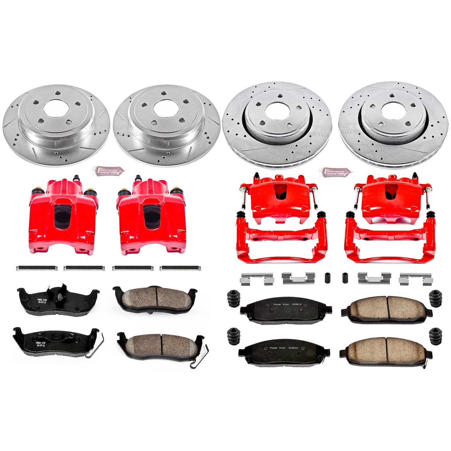 1-Click Performance Brake Kit Power Stop (KC2220) with Calipers For Jeep Commander 2006-2010, Jeep Grand Cherokee 2005-2010 [Model Specific]