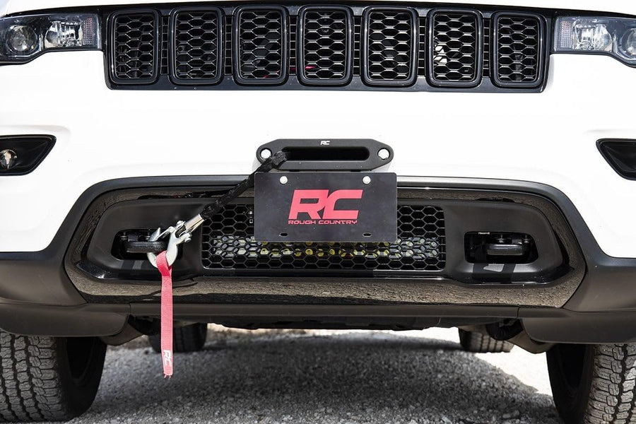 Winch Fairlead License Plate Mount Rough Country| Roller Fairlead - RS139, Black