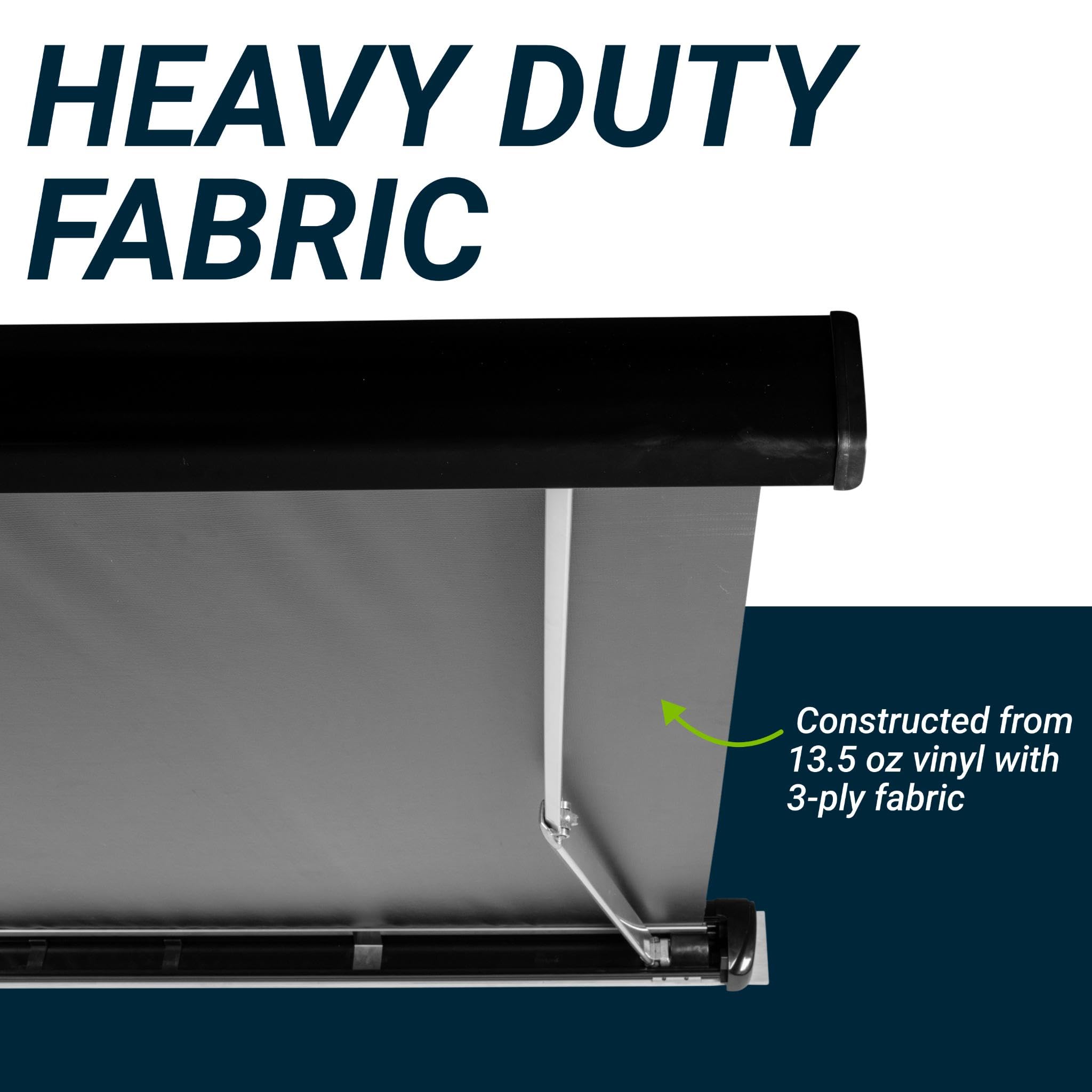 17' Velarium RV Boxed Vinyl Canopy, Black – Heavy-Duty 13.5oz 3-Ply Material, Cold & Crack-Resistant RV Awning, All-Purpose Outdoor Canopy for RVs, Trailers, and Motorhomes (Fabric Size 16' 2")