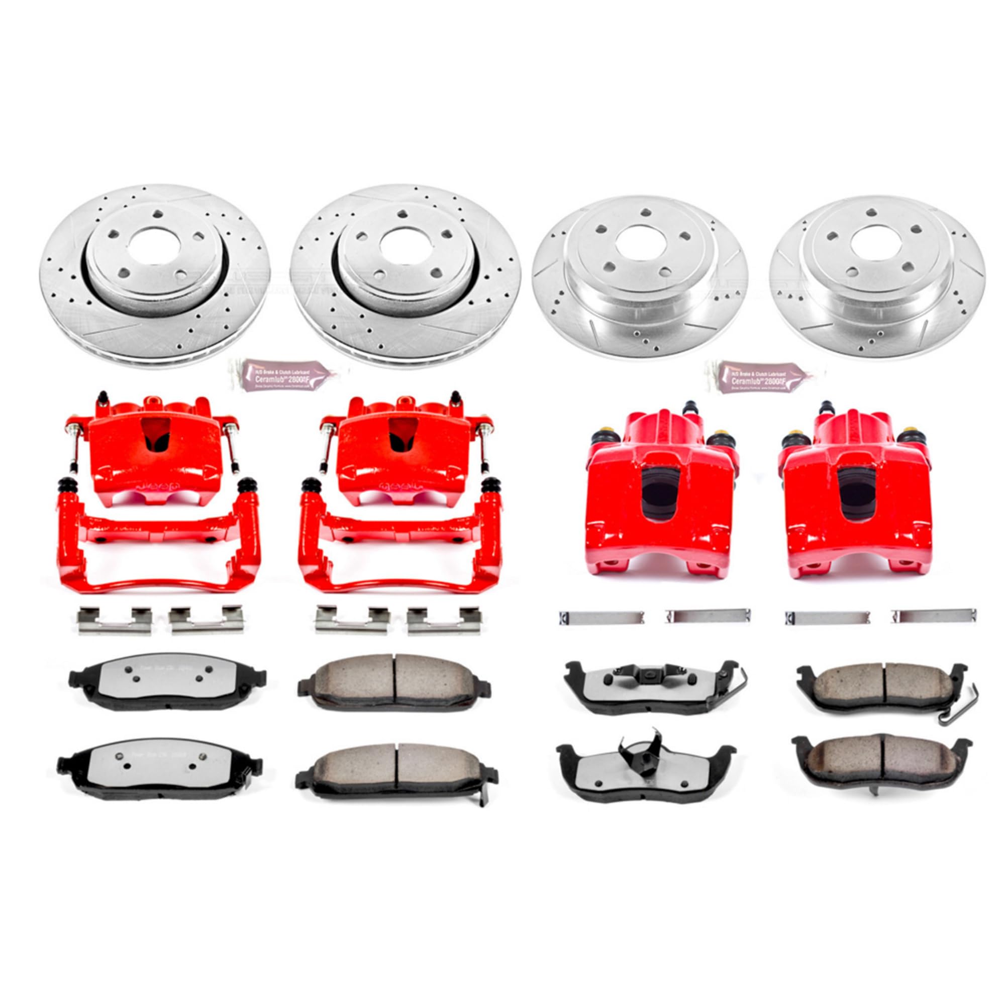 Power Stop Z36 KC2220-36 Front & Rear Truck and Tow Brake Kit with Calipers For Jeep Commander 2006-2010, Jeep Grand Cherokee 2005-2010 [Model Specific]