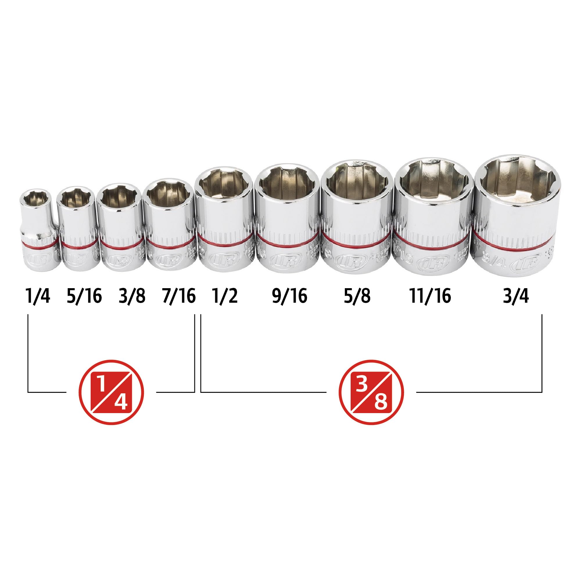 9 Pc. Ingersoll Rand Tech Solutions Non-Slip Socket Set - SAE- 752040