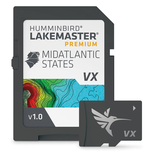 LakeMaster Premium Humminbird Mid-Atlantic V1 Map SD Card for Fish Finders