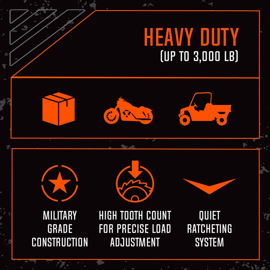 10’ SmartStraps Tactical Ratchet Straps, 2 Pack — Heavy Duty Tie-Down Straps — 3,000lb Break Strength, 1,500lb Safe Work Load — Haul Dirt Bikes, ATVs, and Mowers