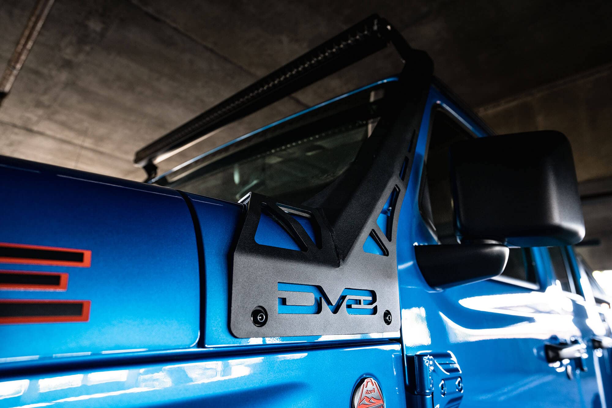 A-Pillar Light Bar Mount | DV8 Offroad | 2020-Current Wrangler JL 392 Edition & Gladiator JT Mojave Edition | Fits 50-52 inch Light Bar | Steel Construction | Mounts Along Windshield