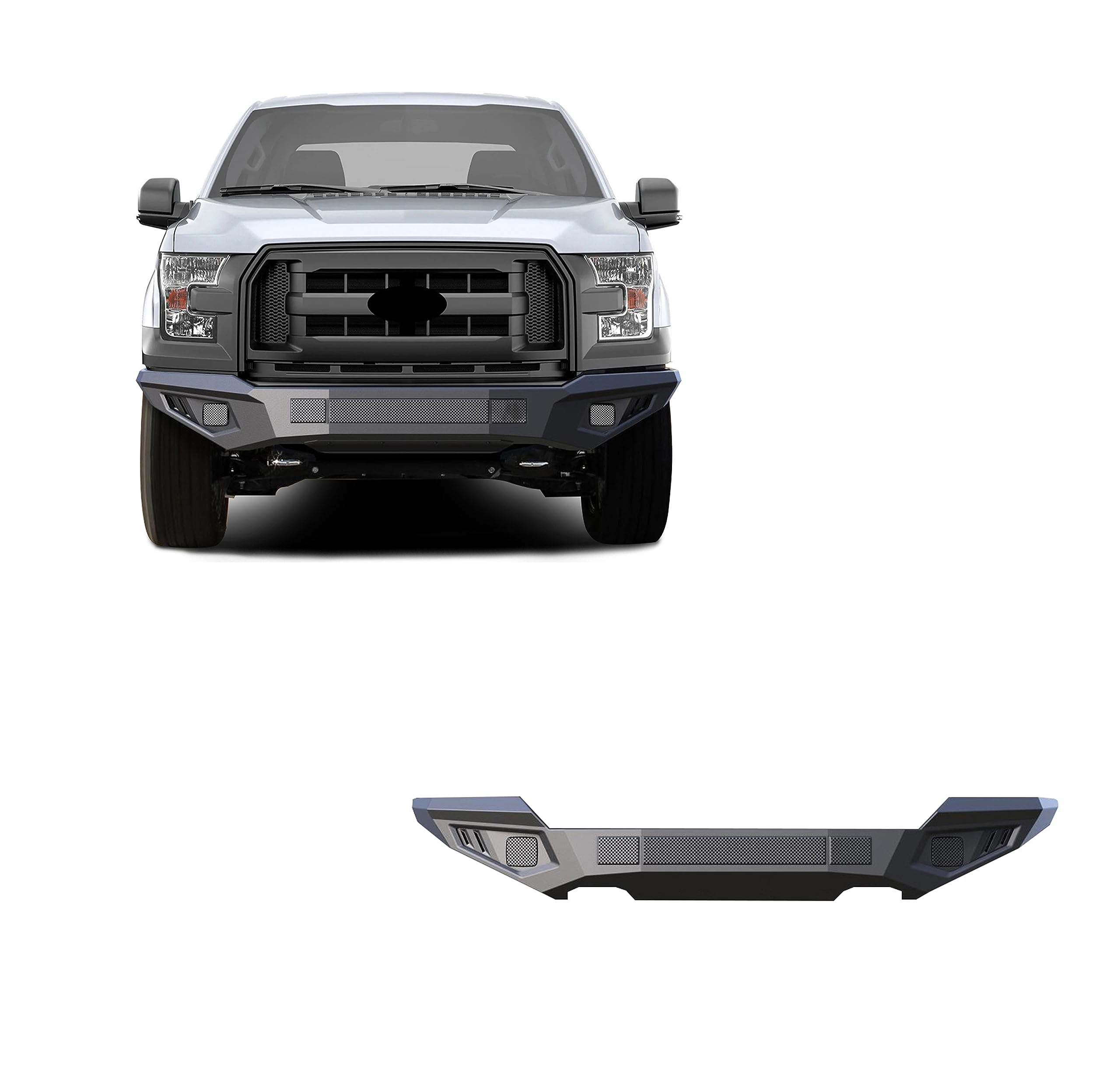 Armour II Heavy Duty Black Horse Front Bumper Matte Black Compatible with 2015-2017 Ford F-150-AFB-F117-BU