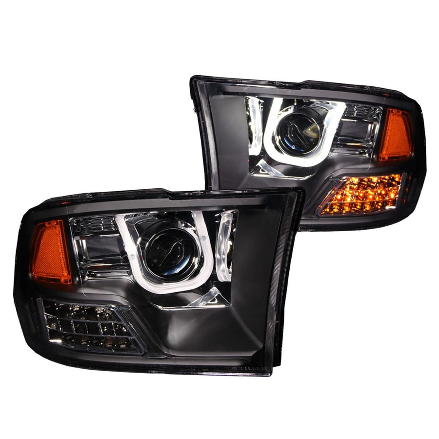 Projector Headlight Set ANZO USA w/U-Bar Halo-Black