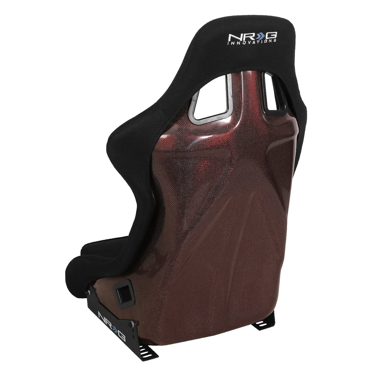 NRG Innovations Fixed Back NRG-RSC-302CF-RD Bucket Racing Seat with Universal Side Mount Bracket,Red Carbon Fiber Back, Black/Red