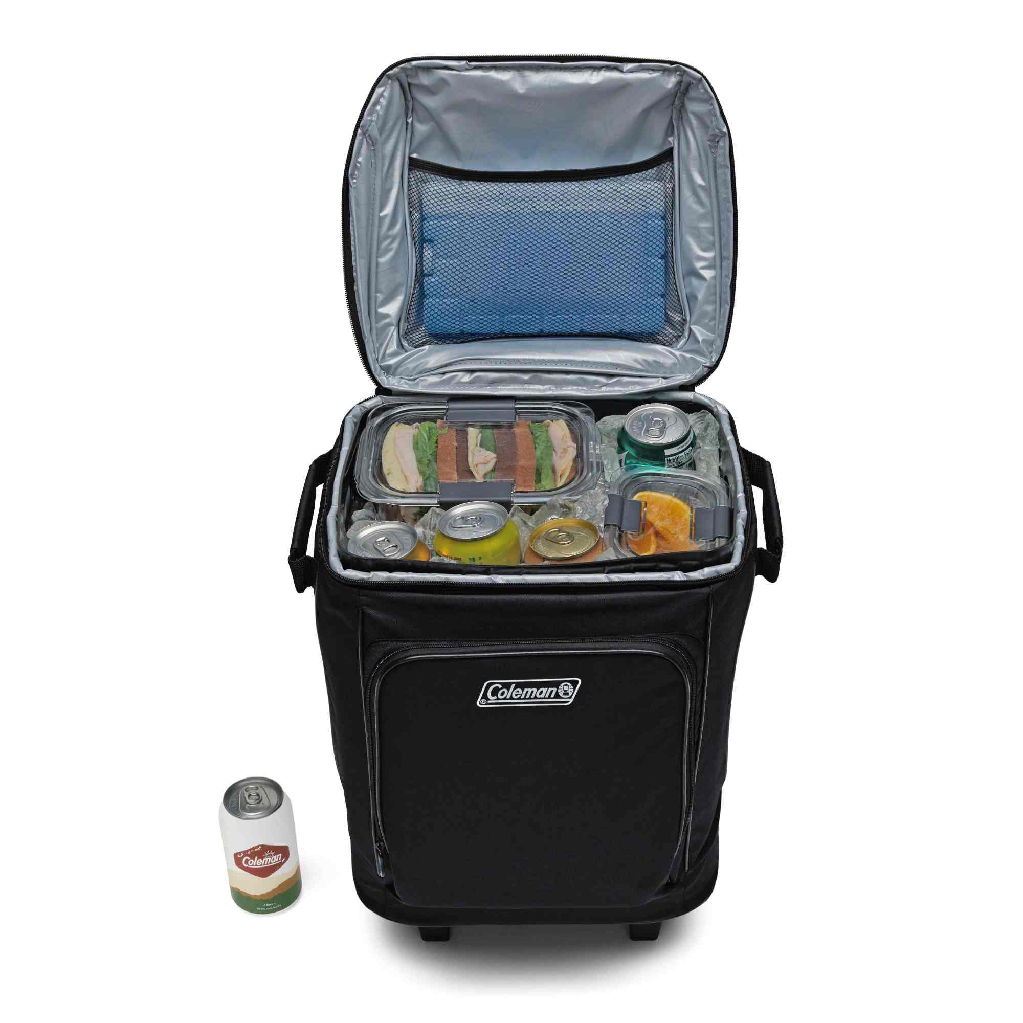 42-Can Coleman Soft Rolling Cooler with Wheels, Leak-Proof Portable Insulated Chiller with 12+ Hour Ice Retention, Made with Recycled Materials